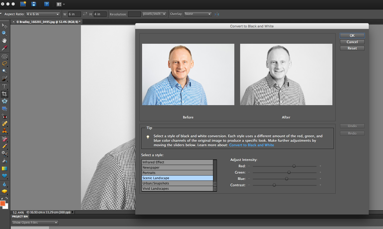 headshot images of a man showing the effect of moire on his shirt